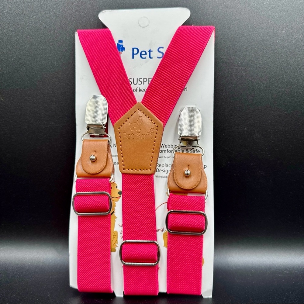 New Pet Soft Dog Pink Suspenders Diaper Keeper M/L